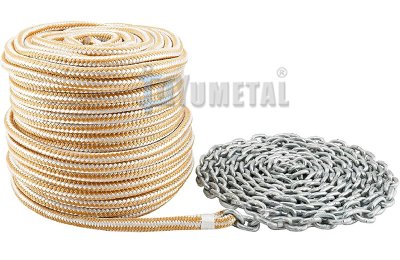 Double Braided Anchor Line with Chain